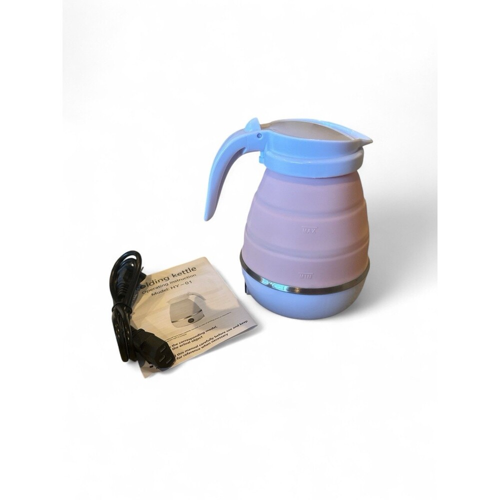 NEW Foldable Electric Kettle Pink Silicone 600ml  One Button Operation